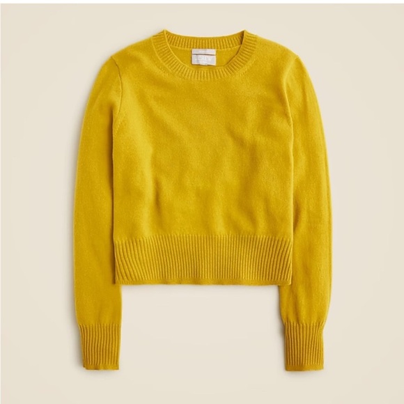 ❌SOLD❌J. Crew Cashmere shrunken crewneck sweater Chartreuse New with Tags! - Picture 1 of 6